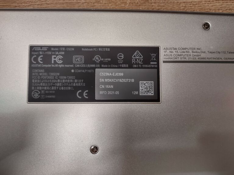 LAPTOP CHROMEBOOK ASUS C523N 15,6''