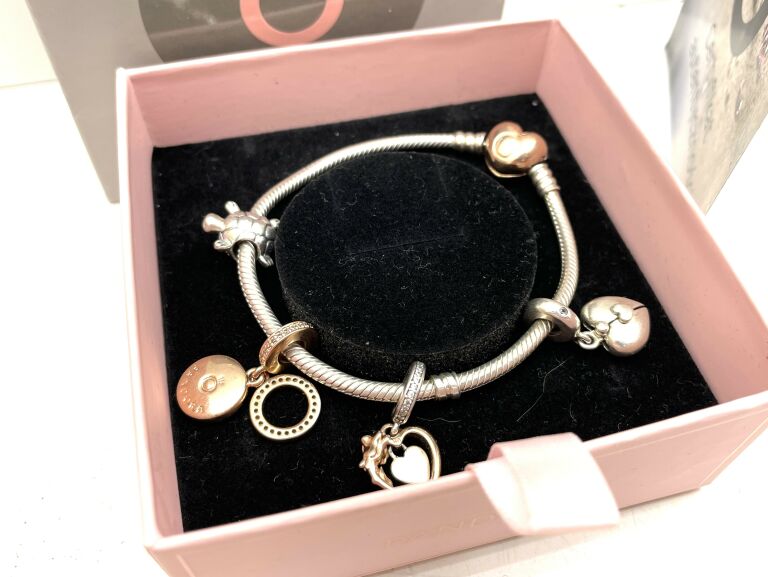 BRANSOLETKA PANDORA + CHARMSY *CERTYFIKATY*