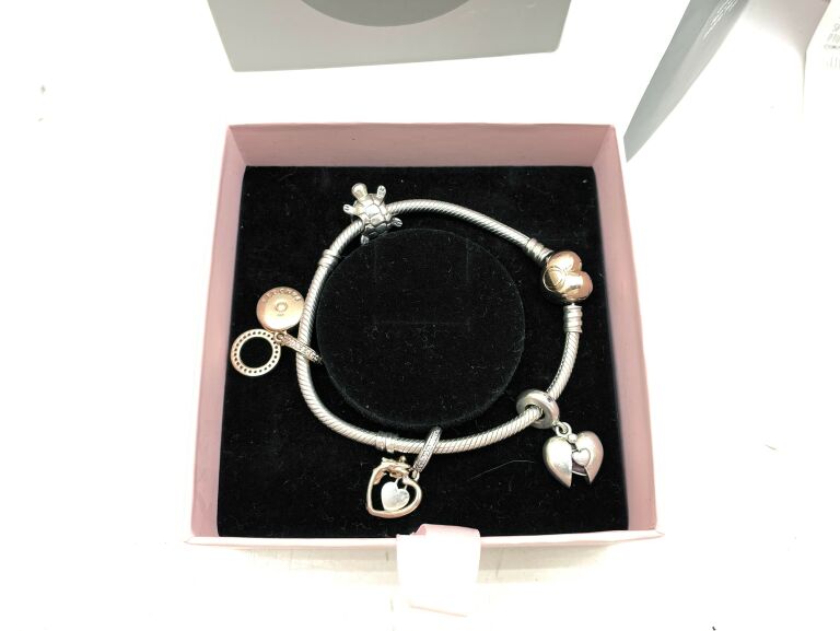 BRANSOLETKA PANDORA + CHARMSY *CERTYFIKATY*