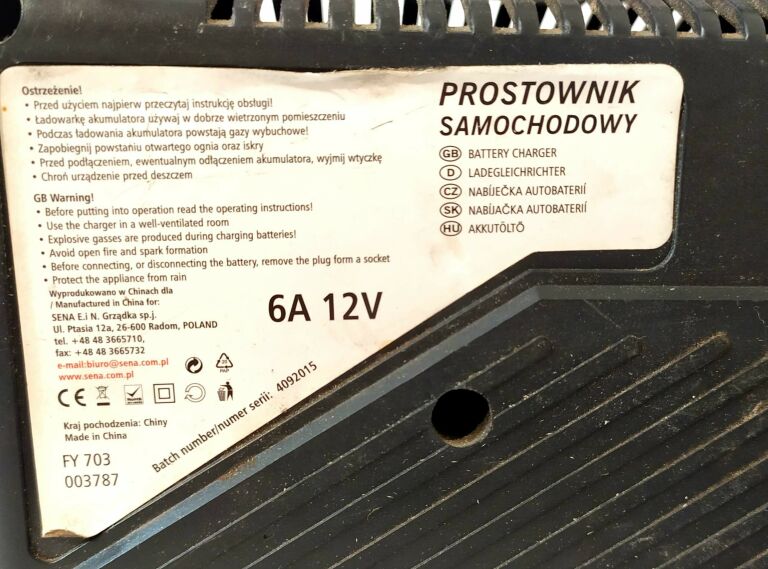PROSTOWNIK DO AKUMULATORA 6V 12V 6A SENA