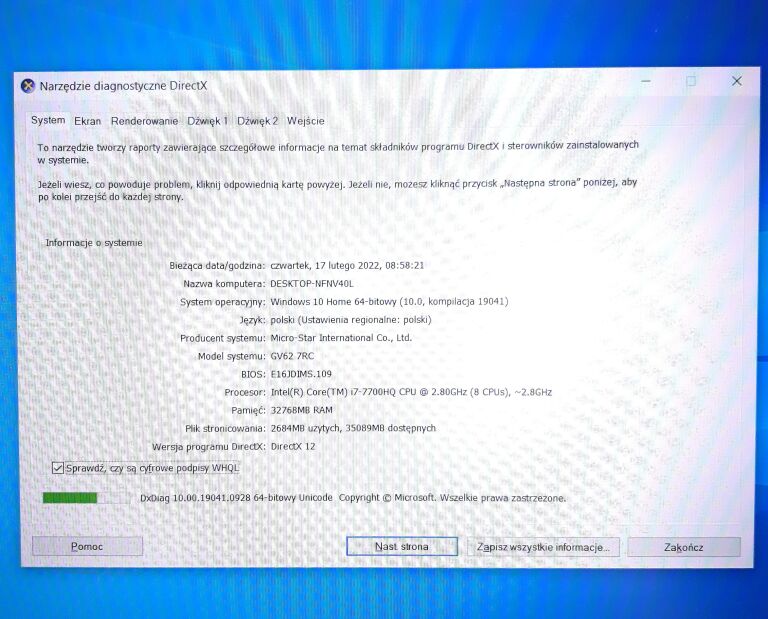 LAPTOP MSI MS-16JD I5-7300HQ 32 GB GEFORCE MX150