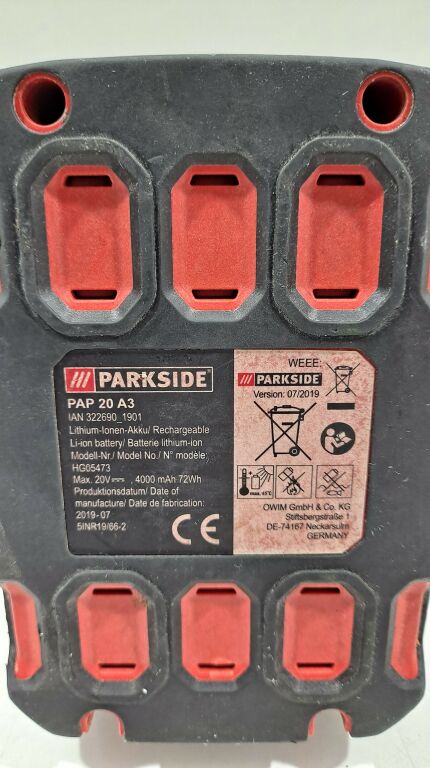 BATERIA PARKSIDE PAP 20 A3 4AH 20V +ŁADOWARKA 65W