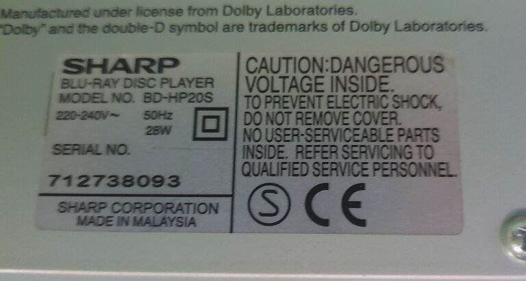 ODTWARZACZ BLU RAY SHARP BD-HP20S