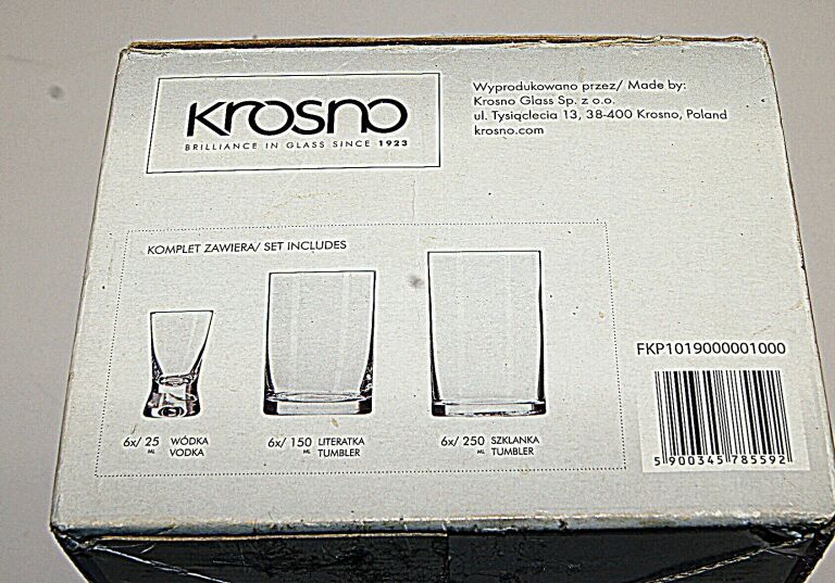 KROSNO KOMPLET SZKLANEK I KIELISZKÓW 18PCS