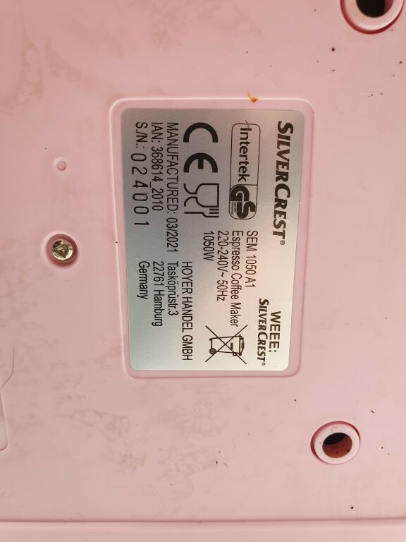 EKSPRES DO KAWY SILVERCREST SEM 1050 A1 USZKODZON