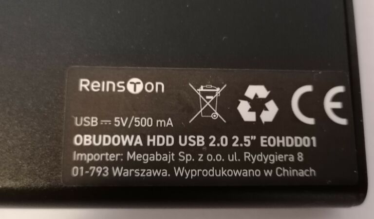 DYSK WD BLUE 2.5'' 1TB SATA ETUI(OBUDOWA REINSTON)