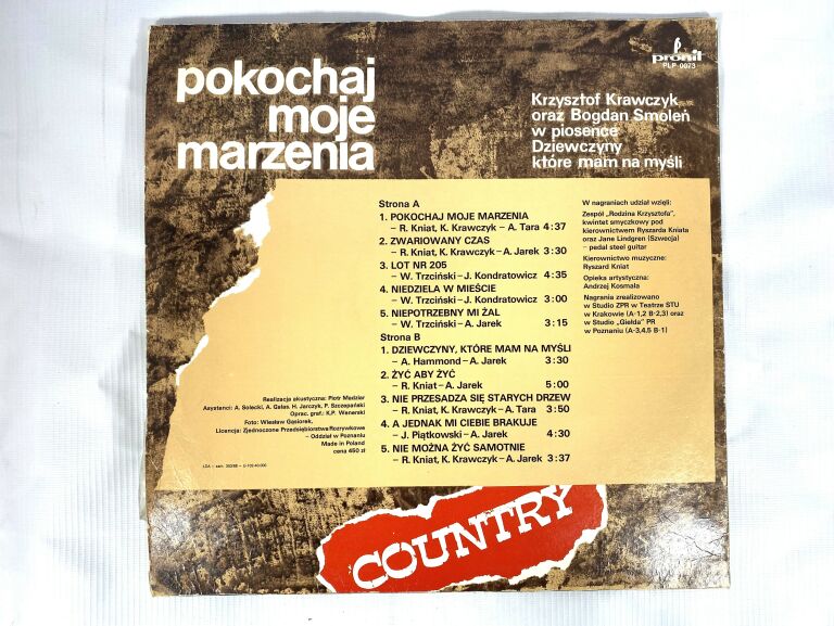 KRZYSZTOF KRAWCZYK COUNTRY ALBUM PLP 0073