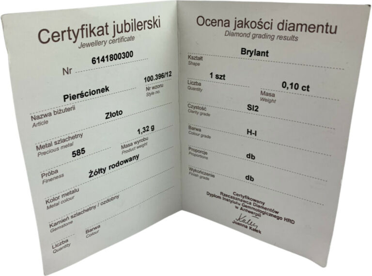 ZŁOTY PIERŚCIONEK Z BRYLANTEM APART NR 100.396/12