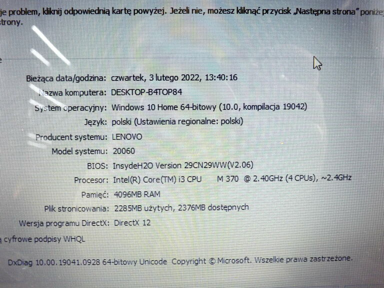 LAPTOP LENOVO IDEAPAD Z560 20060 WIN10/4GB RAM I3