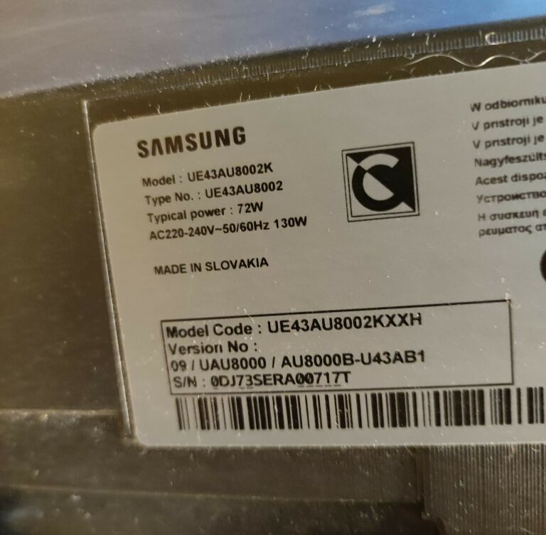 SAMASUNG SMART TV UE43AU8002KXXH