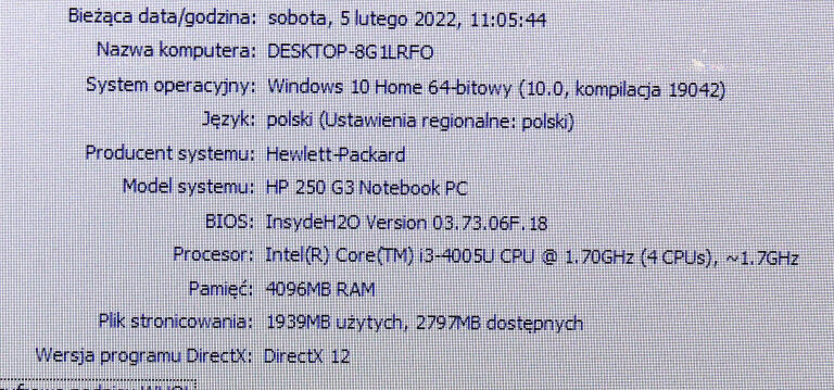 LAPTOP HP PAVILION RT 3290 4X1,7GH 4GB RAM 500GB