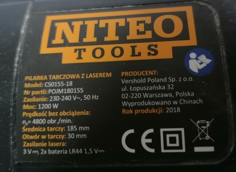 PILARKA TARCZOWA NITEO TOOLS 1200W C50155-18