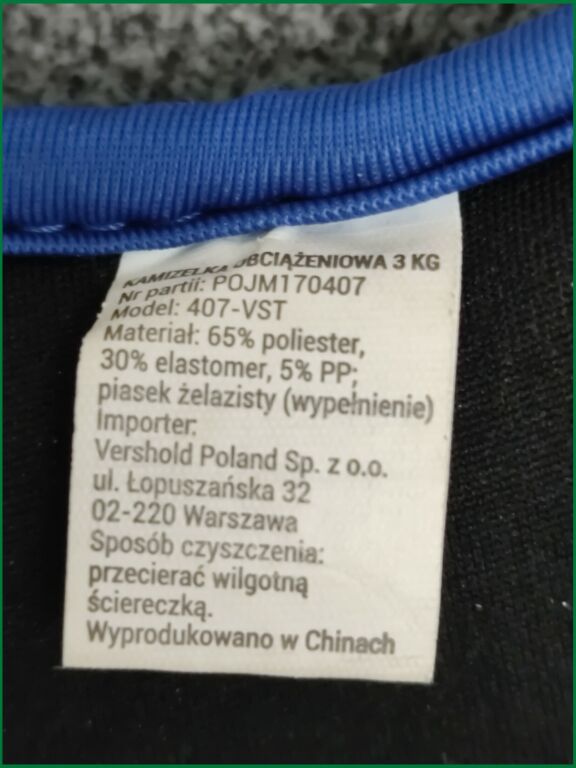 KAMIZELKA OBCIĄŻENIOWA TRENINGOWA 3 KG