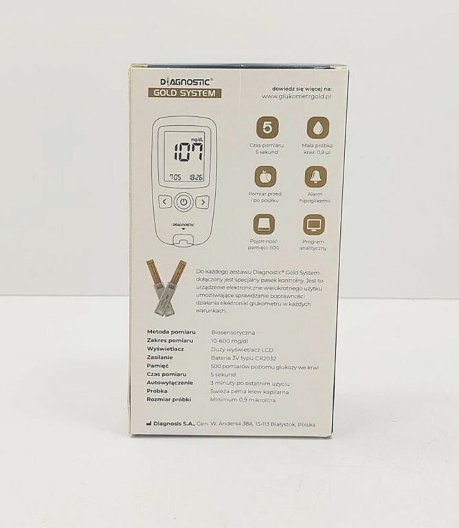GLUKOMETR DIAGNOSTIC GOLD SYSTEM KOMPLET