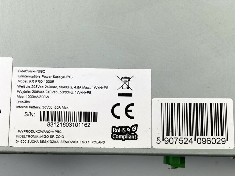 ZASILACZ AWARYJNY UPS FIDELTRONIK KR PRO 1000R