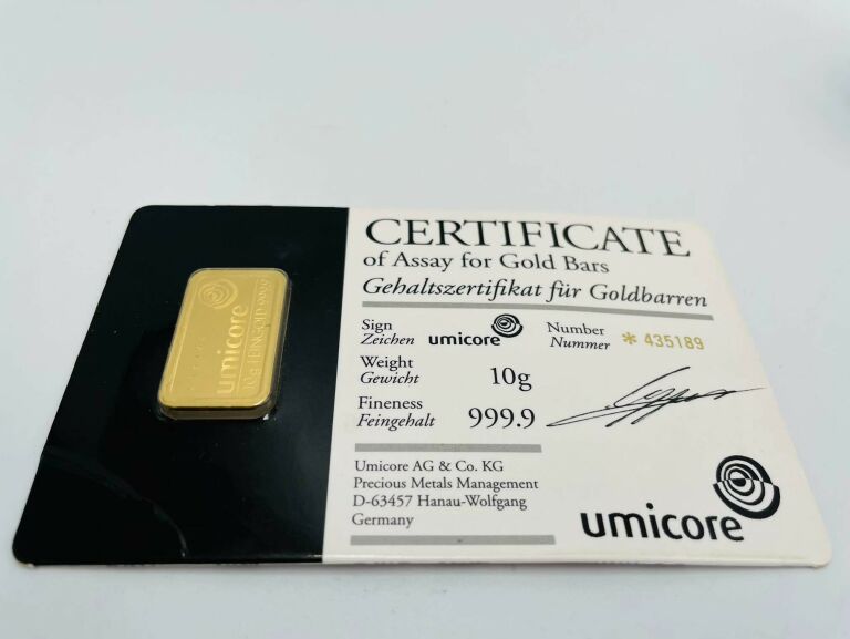 SZTABKA ZŁOTA 10G P. 999,9 CERTYFIKAT
