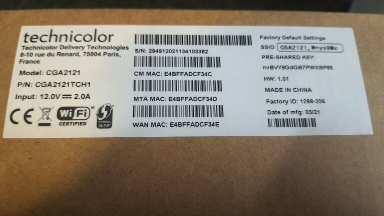 ROUTER TECHNICOLOR CGA2121 KPL