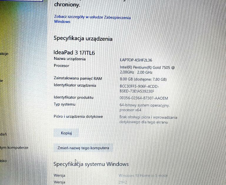 LAPTOP LENOVO IDEAPAD 3 17ITL6