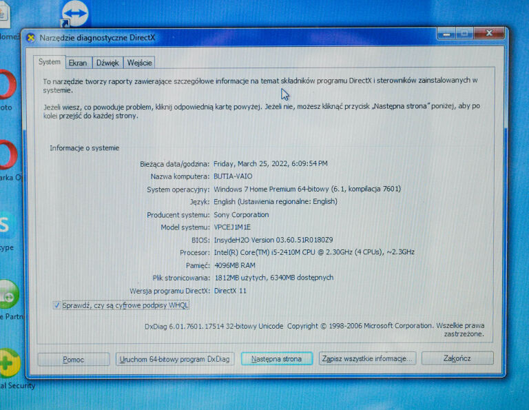 LAPTOP SONY VAIO PCG-91211M+ZASILACZ