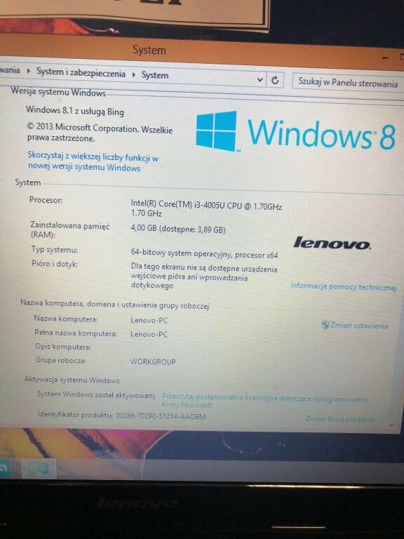 LENOVO G50 500GB/4GB I3 - 4005U 1,70GHZ X 4, W8,1