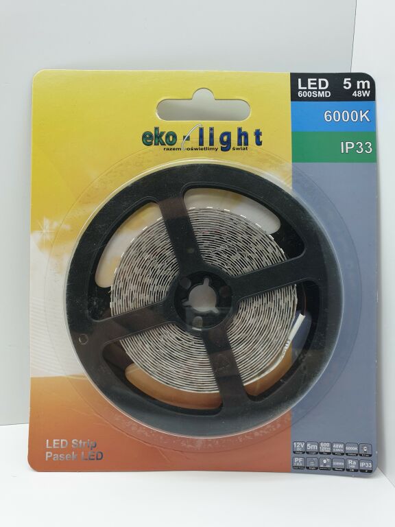 TAŚMA LED 5M 48W 6000K IP33 EKO- LIGHT 12V