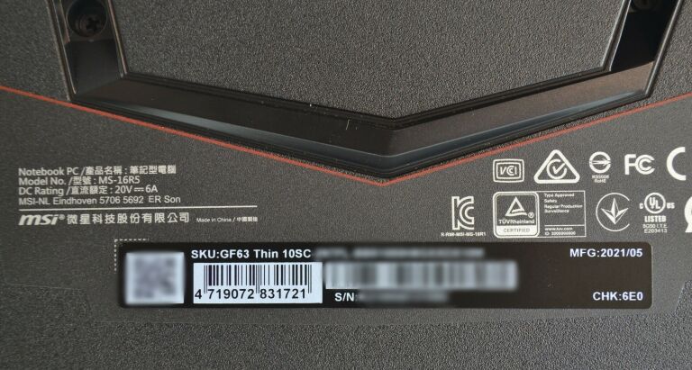 LAPTOP MSI GF63 THIN 10SC I5-1H GTX1650 512SSD 8GB