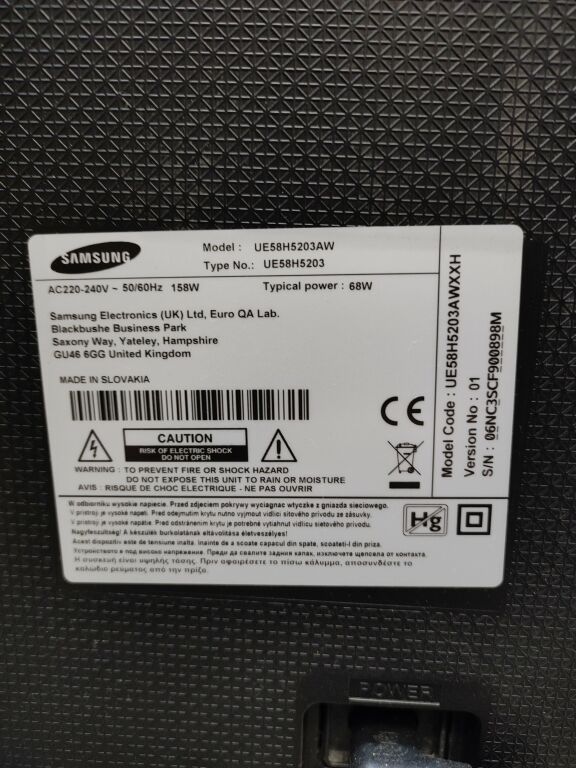 TV SAMSUNG UE58H5203 - USZKODZONY
