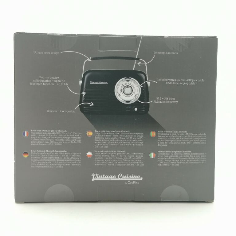 RADIO GŁOŚNIK BLUETOOTH VINTAGE CUISINE USB CZARN