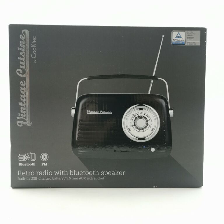 RADIO GŁOŚNIK BLUETOOTH VINTAGE CUISINE USB CZARN