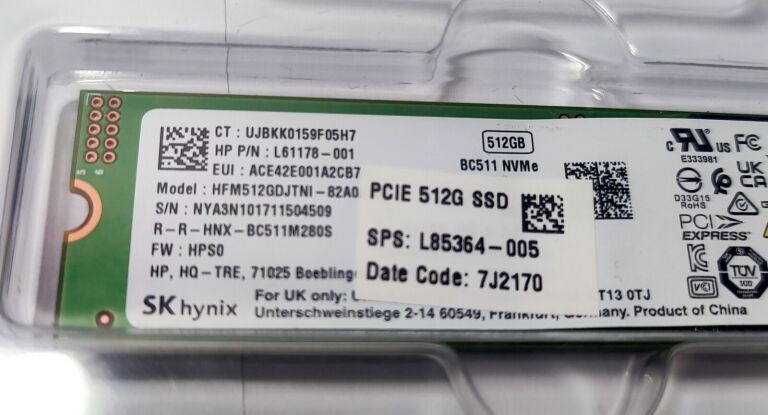 DYSK SK HYNIX SSD 512GB BC511 NVME M.2 2280