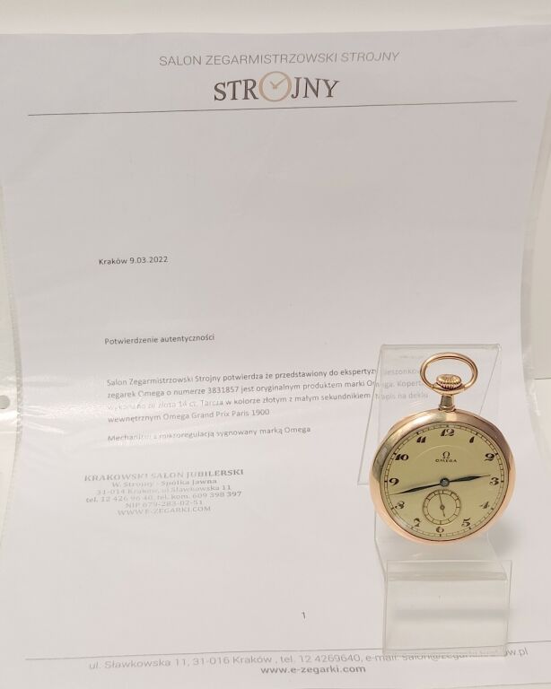 ZŁOTY ZEGAREK OMEGA GRAND PRIX PARIS 1900 14K