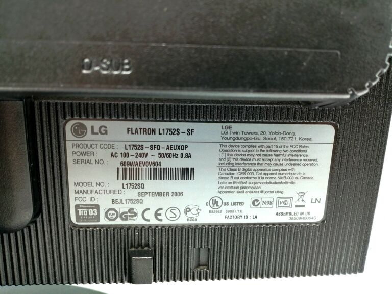 MONITOR LG FLATRON L1752S