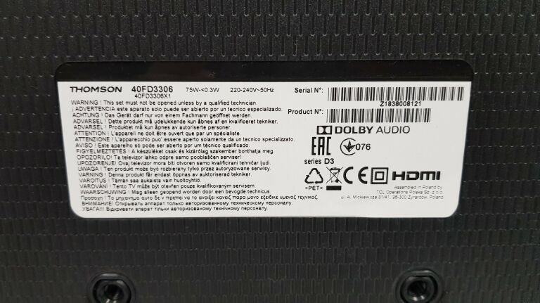 TELEWIZOR THOMSON 40FD3306 - 40-CALOWY