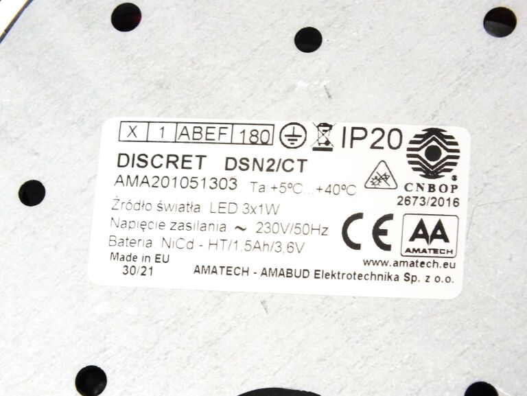 OPRAWA AWARYJNA DISCRET N (3 LED) POWIERZCHNIA
