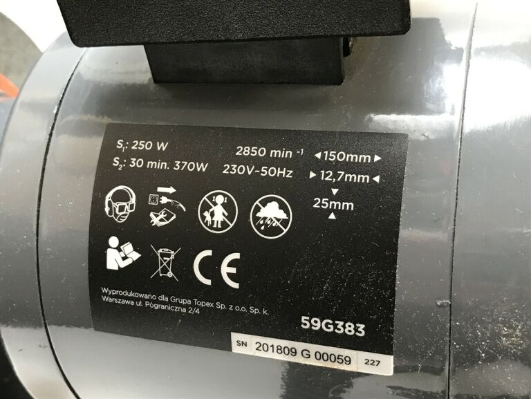 SZLIFIERKA STOŁOWA 150MM 370W GRAPHITE 59G383