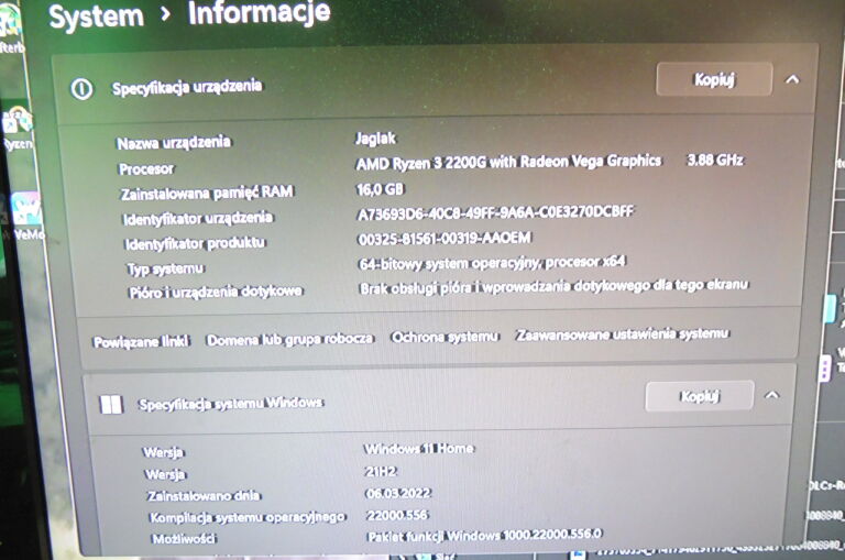 STACJONARKA AMD RYZEN 3 2200G/16GB/RADEON RX 580