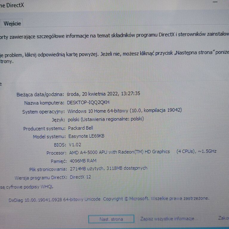 LAPTOP PACKARD BELL EG70
