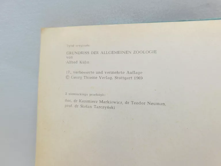 KSIĄŻKA ZOOLOGIA OGÓLNA A.KUHN