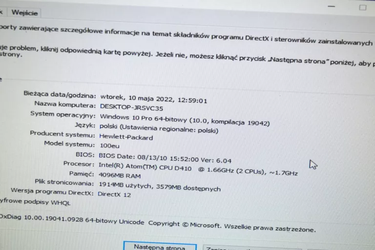 HP COMPAQ 100EU ALL IN ONE W10 160GB 4GB ZASILACZ