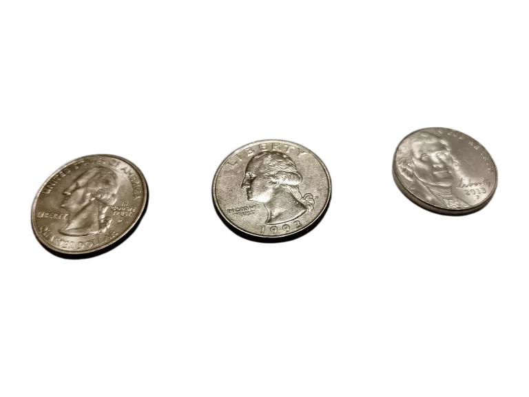 TRZY MONETY USA 2X QUATER DOLLAR I PIĘCIO CENTÓWKA
