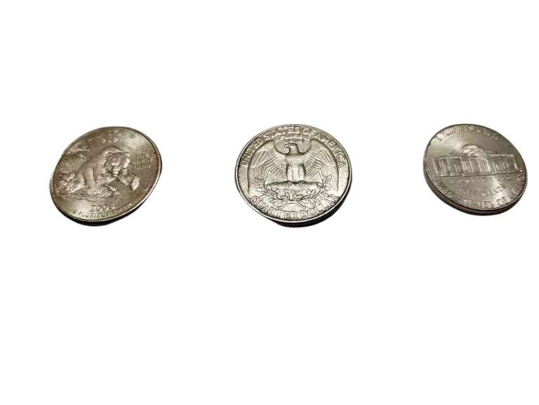 TRZY MONETY USA 2X QUATER DOLLAR I PIĘCIO CENTÓWKA