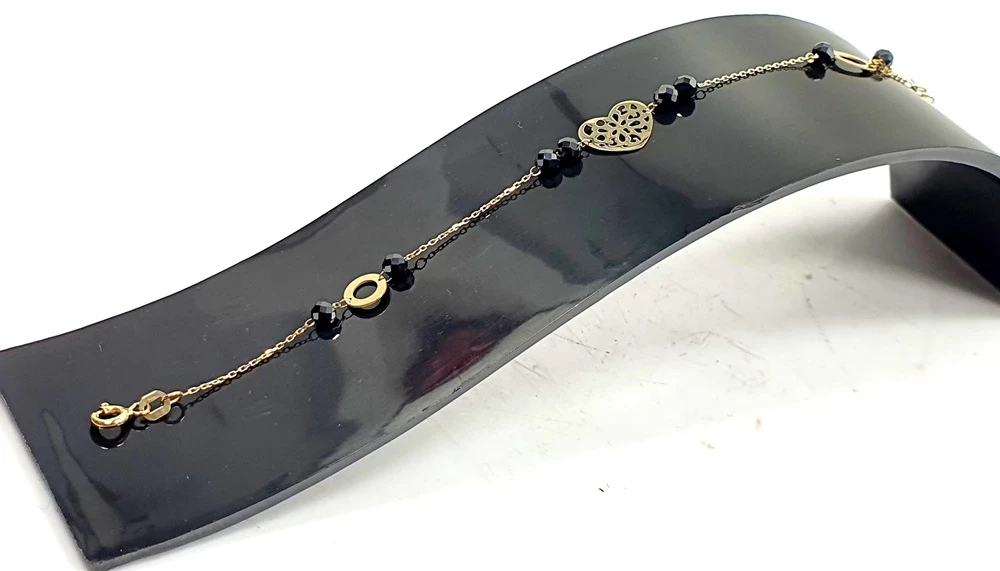 zlota-bransoletka-p333-180g-r17-azurowe-serce-czarne-kulki-stan-11323-2