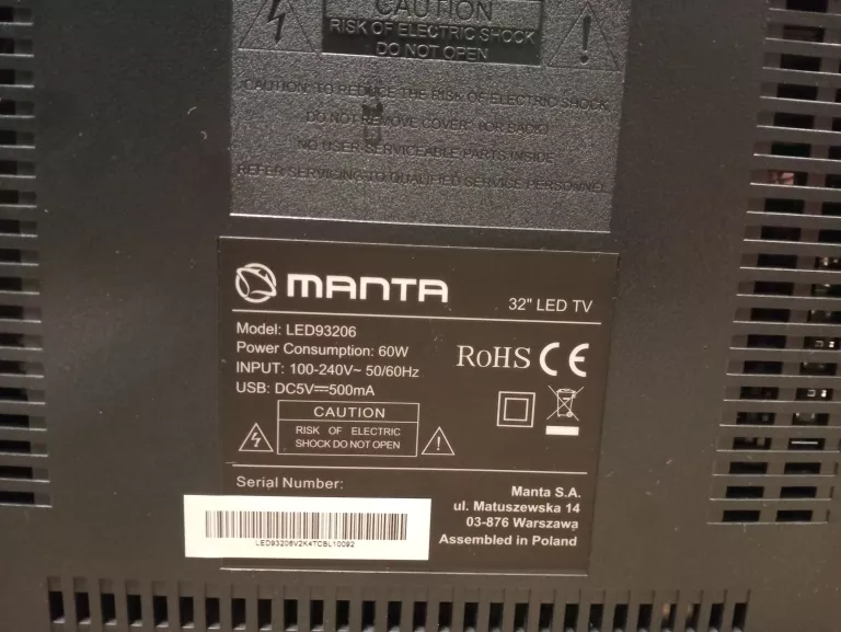 TELEWIZOR MANTA LED93206
