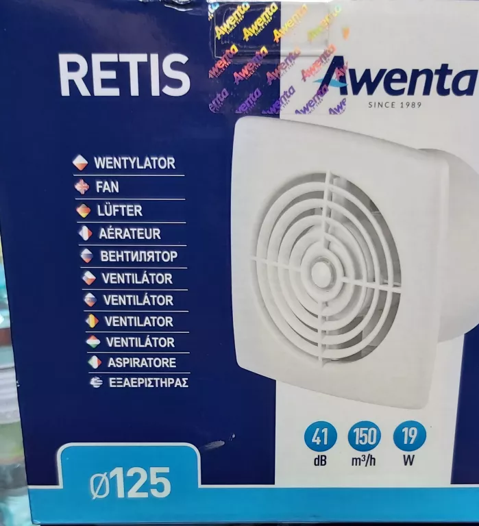 WENTYLATOR ŁAZIENKOWY AWENTA RETIS WR125T FI125