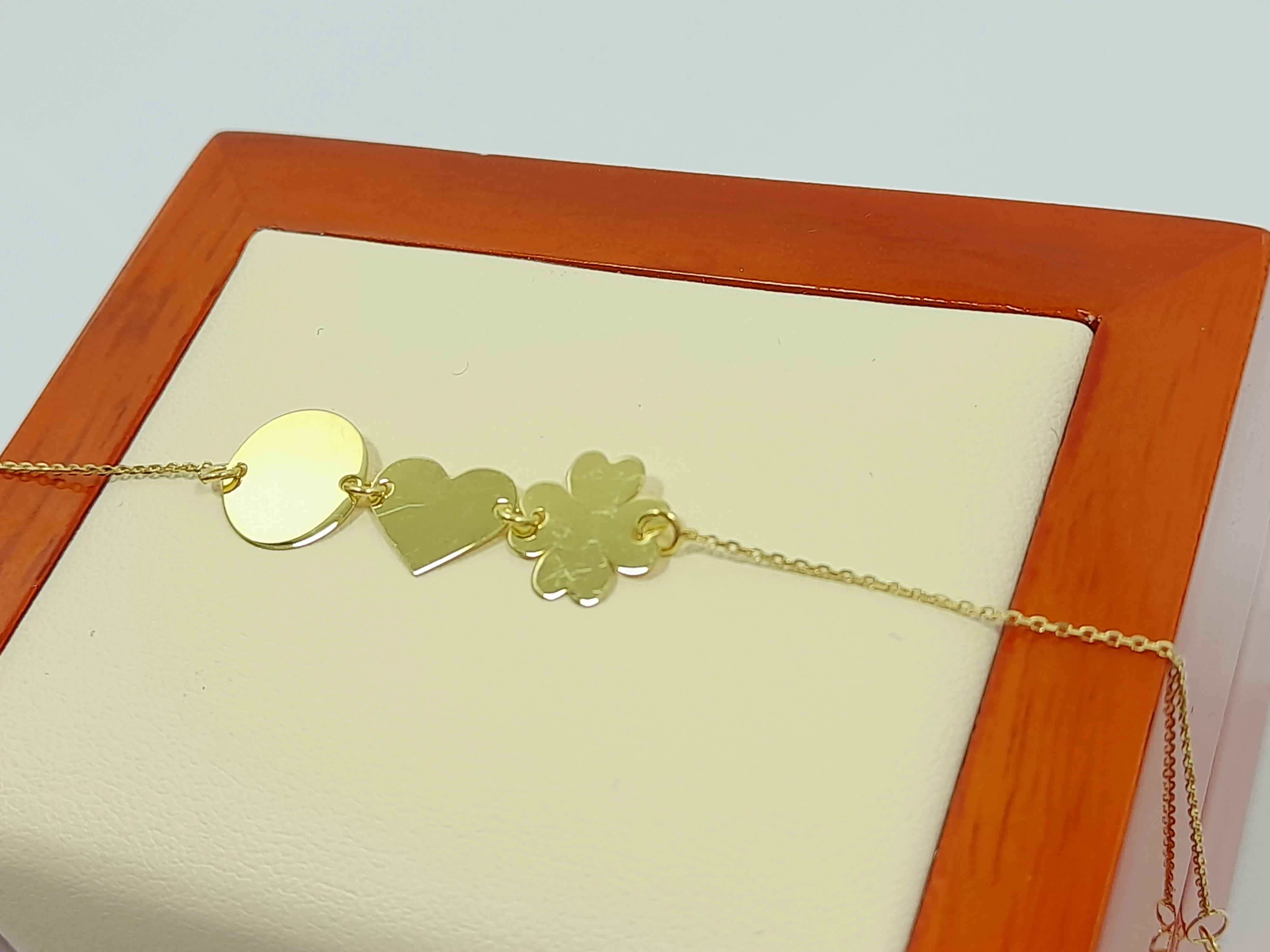 zlota-bransoletka-koniczynka-serce-100g-333-19cm-dlugosc-calkowita-19