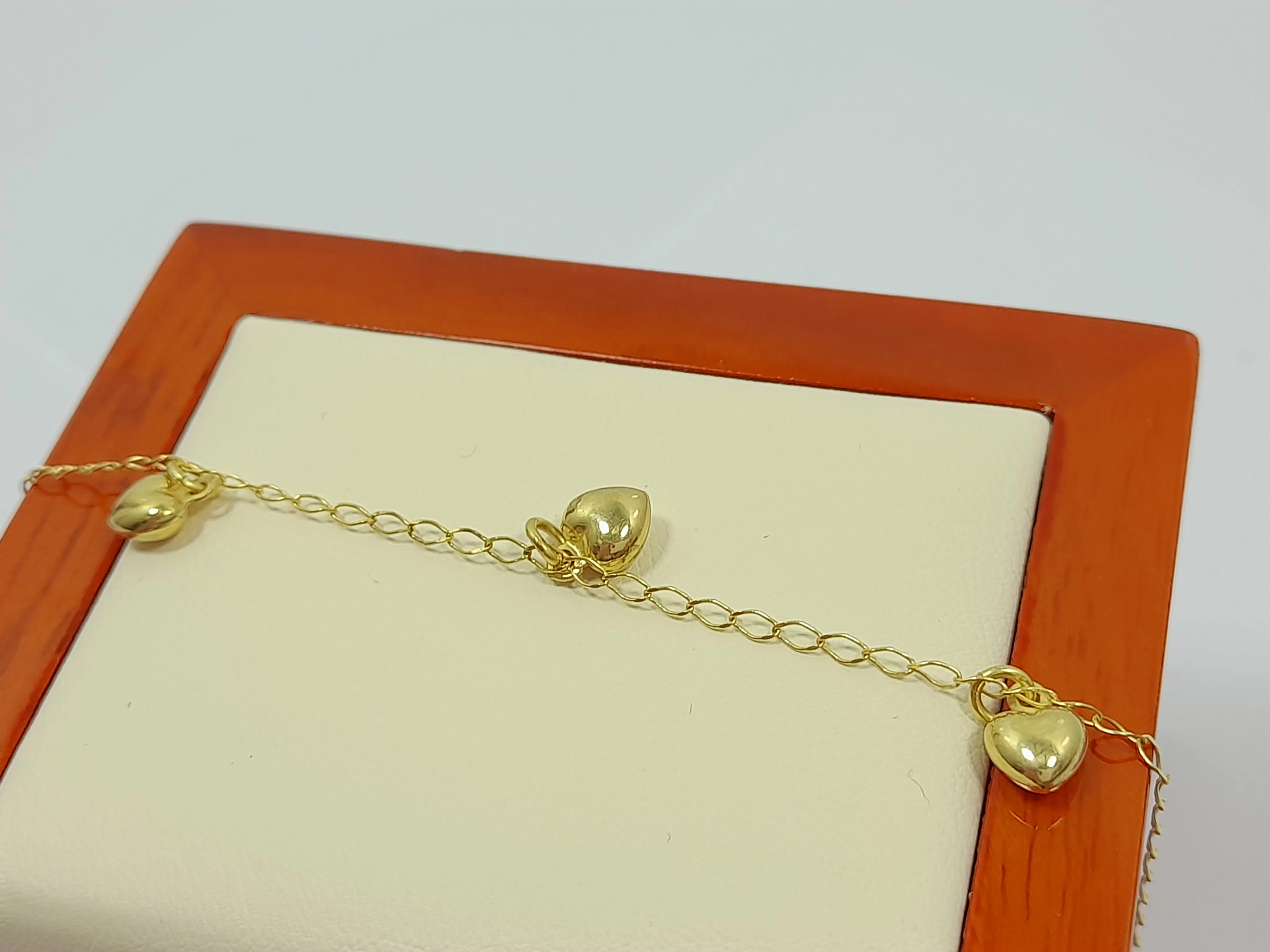 zlota-bransoletka-trzy-serduszka-146g-585-175cm-kamien-bez-kamienia