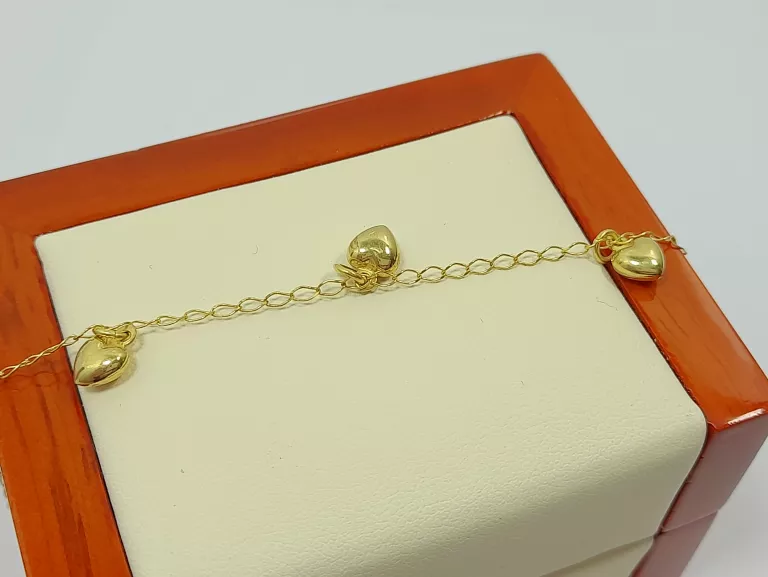 zlota-bransoletka-trzy-serduszka-146g-585-175cm-material-zloto