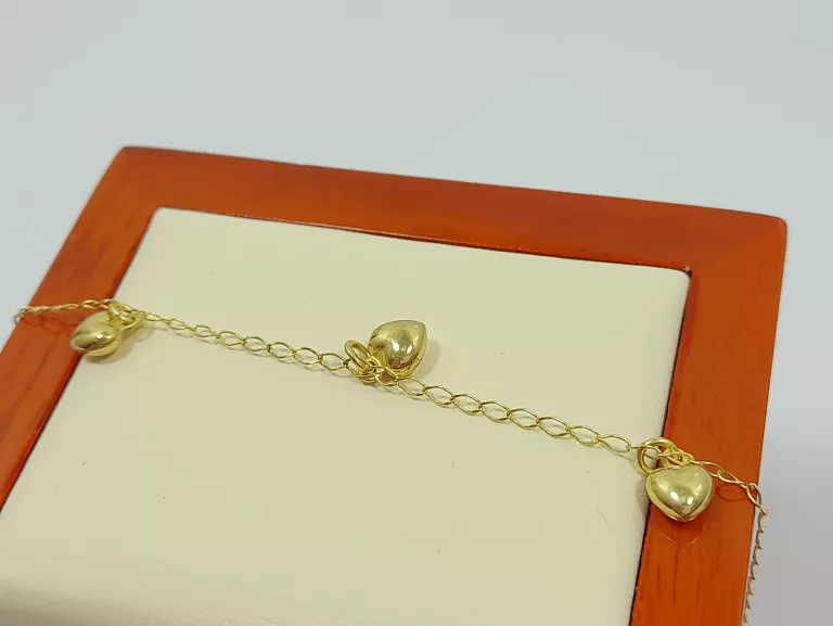 zlota-bransoletka-trzy-serduszka-146g-585-175cm-kamien-bez-kamienia