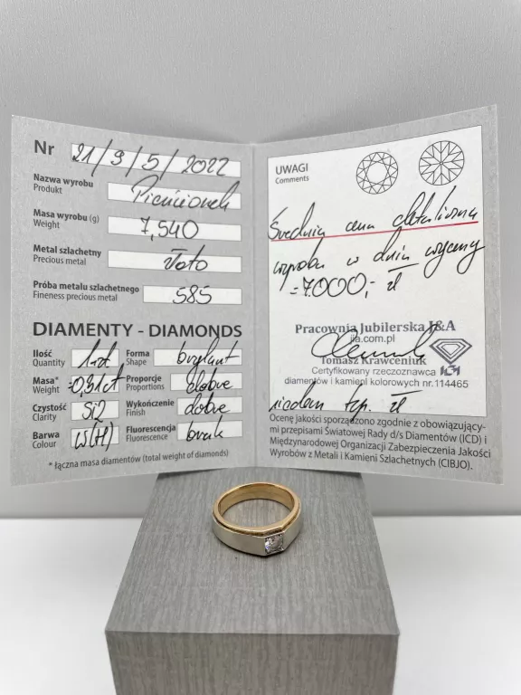 WOOW! ŚLICZNY MĘSKI SYGNET Z BRYLANTEM 0,31CT