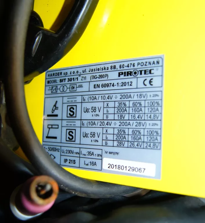 PIROTEC MMA+TIG 200A SPAWARKA INWERTER SIT 301/1
